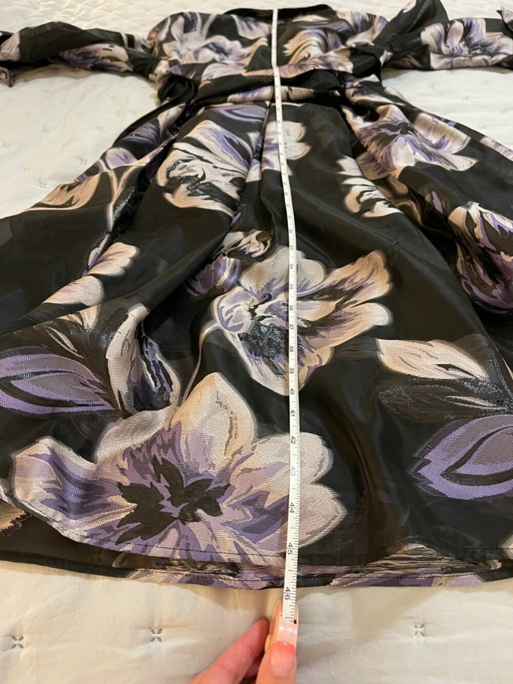 NWT Sz 10 Tahari Arthur S. Levine Black Blush Floral Woven Wrap Dress - Picture 9 of 10
